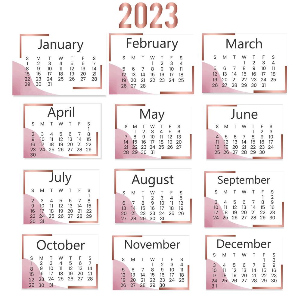progettazione del modello di calendario annuale 2023 vettore