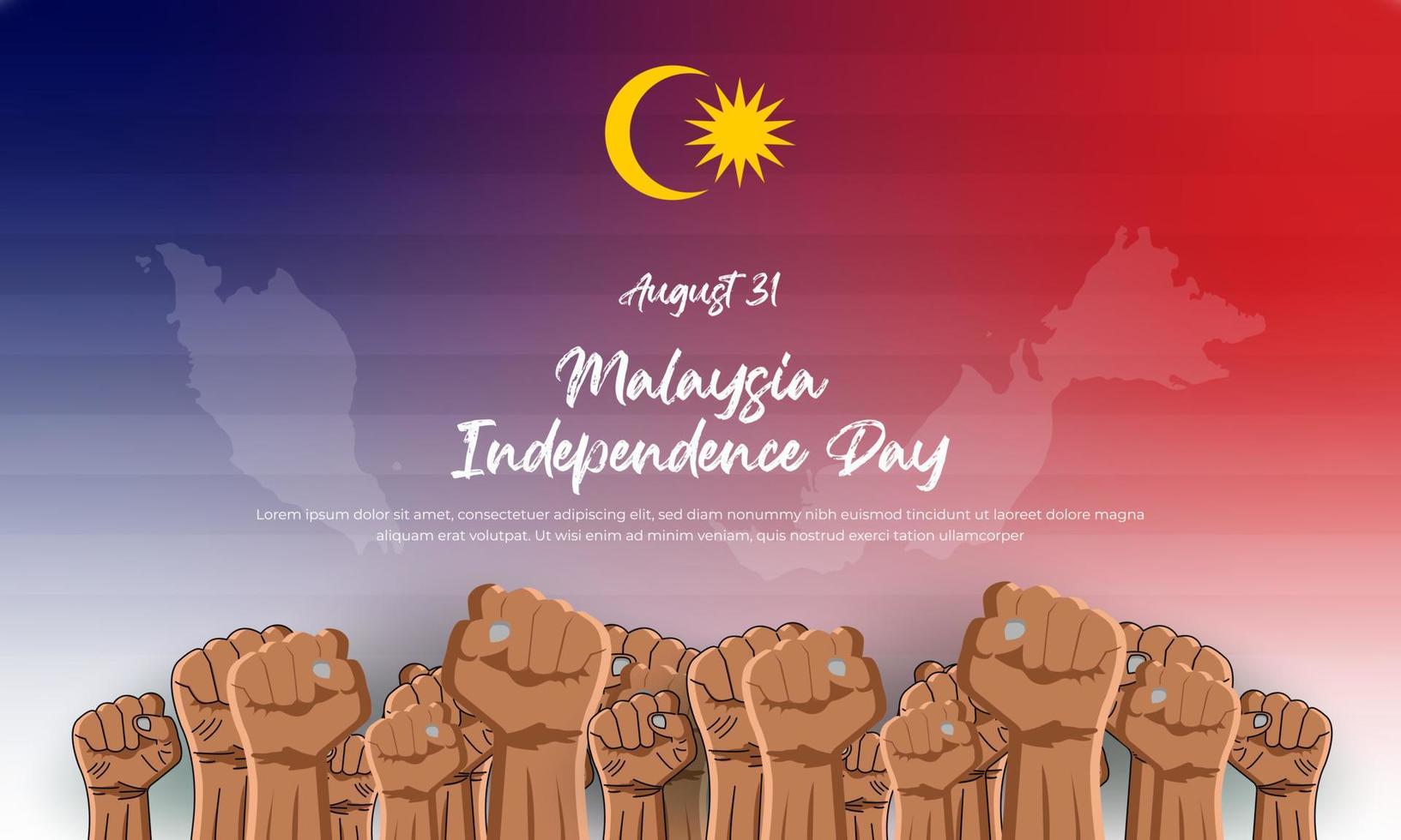 malaysia hari merdeka giorno dell'indipendenza 31 agosto modello di progettazione di sfondo vettore