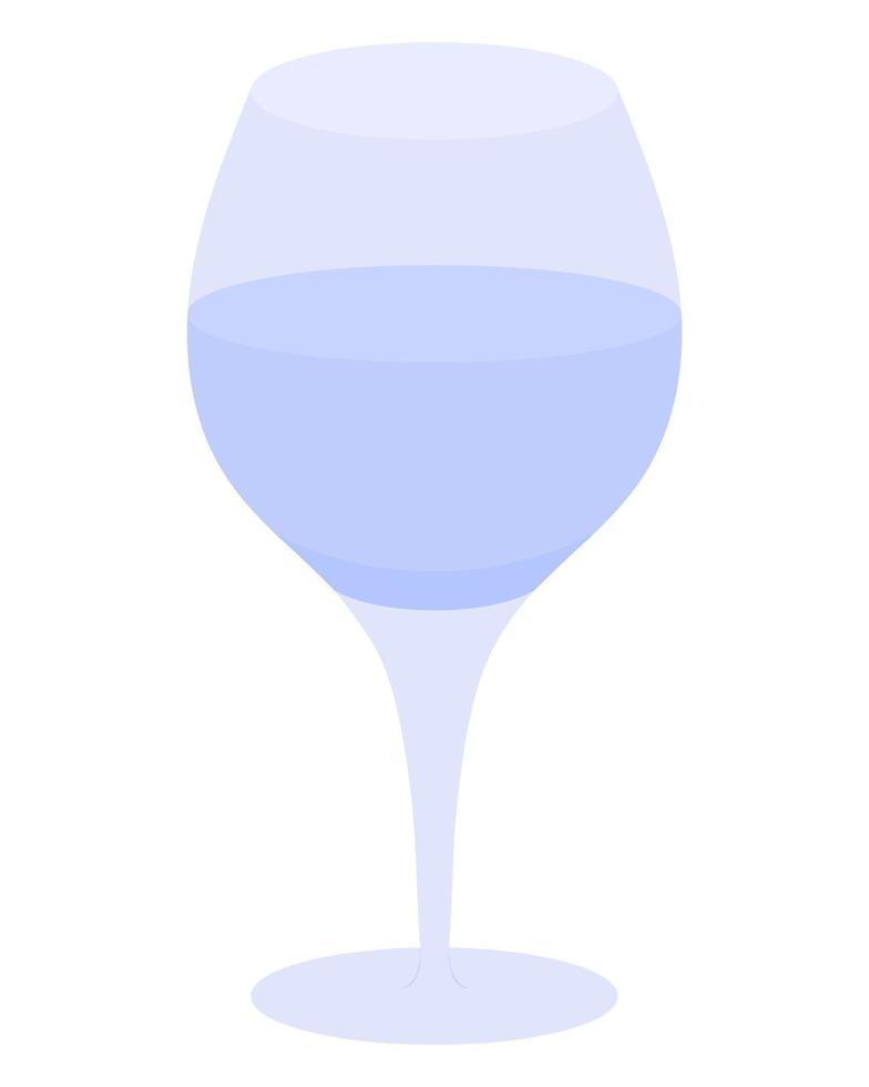 calice di vetro per vino. illustrazione vettoriale a colori. cristallo viola per una bevanda alcolica. una bevanda viene versata in un calice di vetro. sfondo isolato. stile piatto.