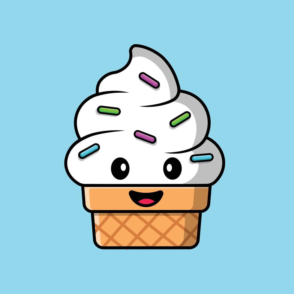 illustrazione dell'icona di vettore del fumetto sveglio del gelato. concetto di cartone animato piatto oggetto cibo