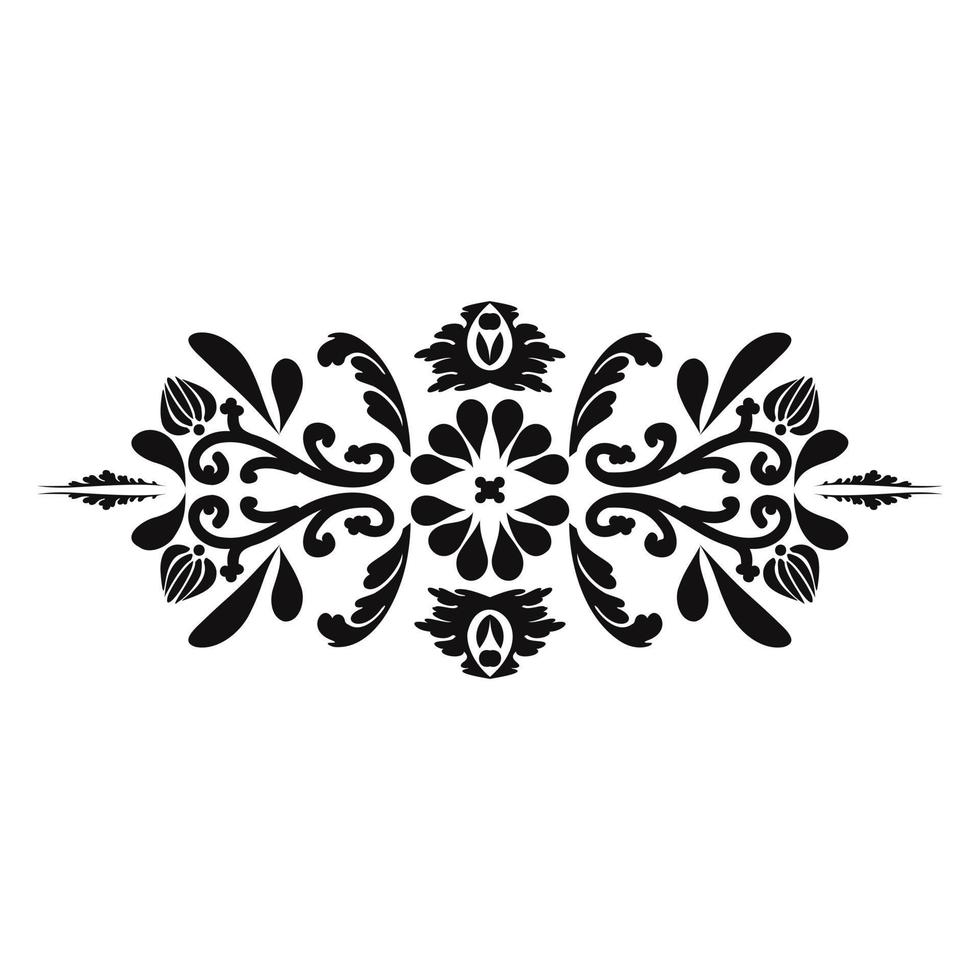 ornamento floreale orientale. stencil riutilizzabili per pittura floreale. per la progettazione di pareti, mehndi, menu, partecipazioni di nozze o etichette, per il taglio laser, intarsi. grafica digitale. bianco e nero. vettore