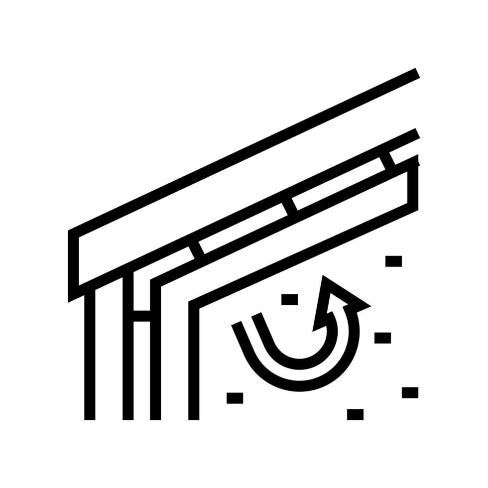 isolamento del tetto con illustrazione vettoriale dell'icona della linea di lana minerale