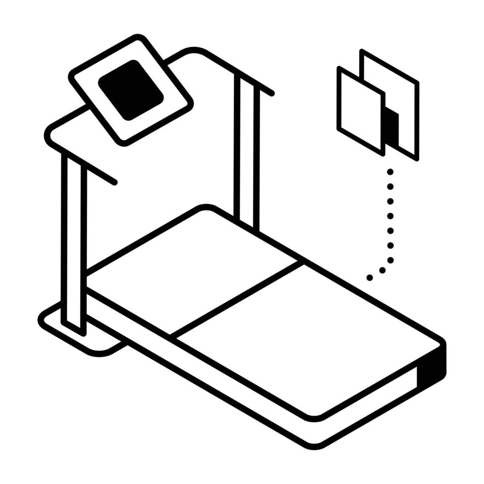 un'icona isometrica della linea della macchina del braccio della palestra vettore