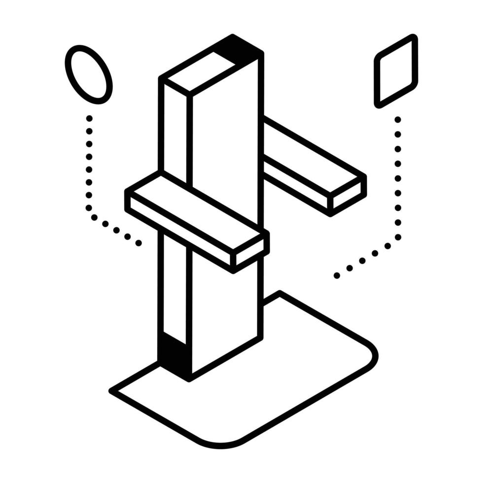 un'icona isometrica della linea della macchina del braccio della palestra vettore