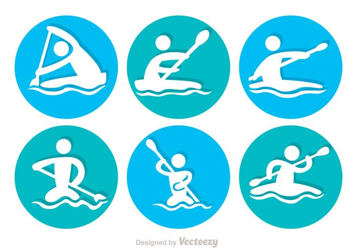 Icone del cerchio di rafting sul fiume vettore