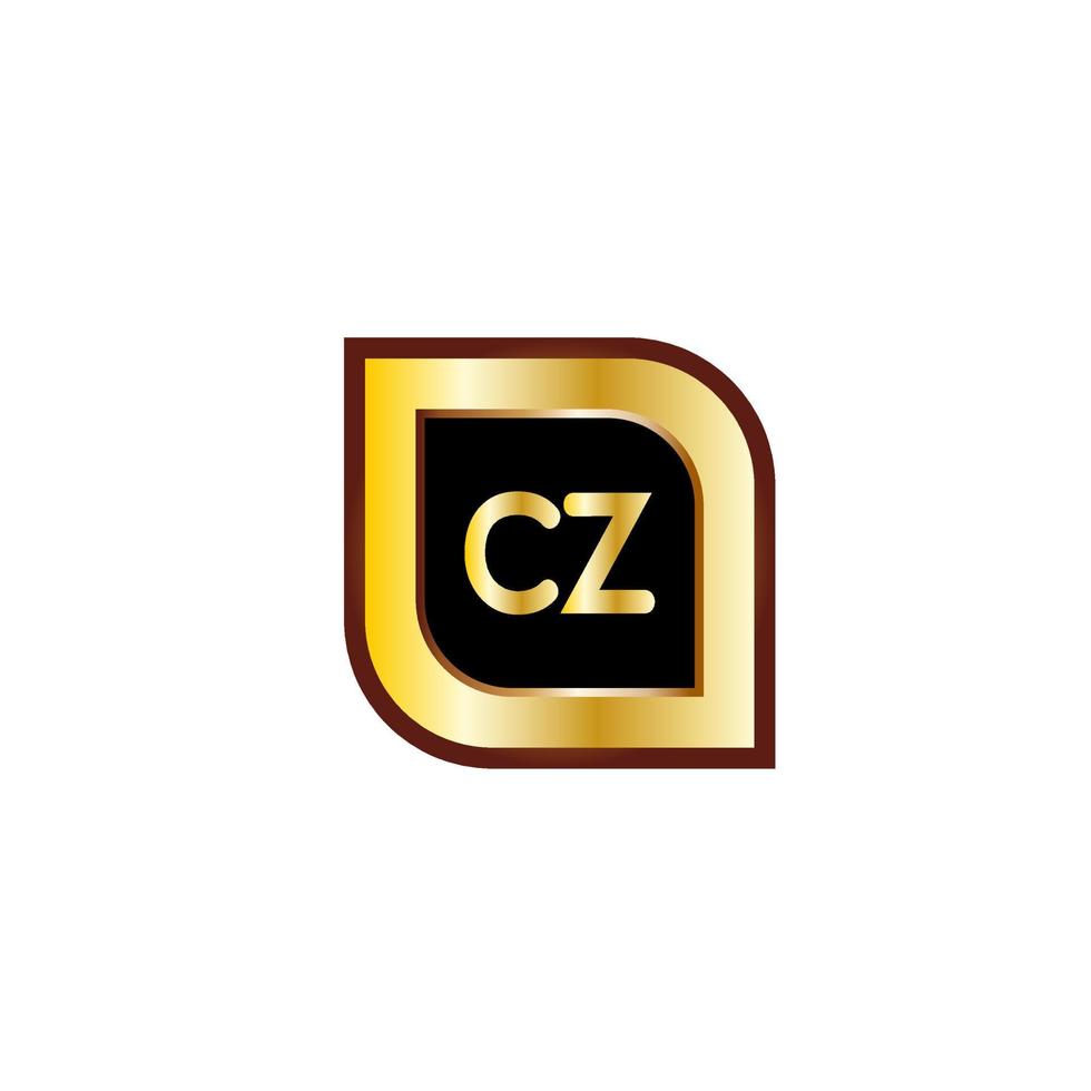 cz lettera cerchio logo design con colore oro vettore