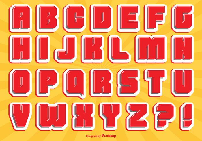 Set di alfabeto di stile comico vettore