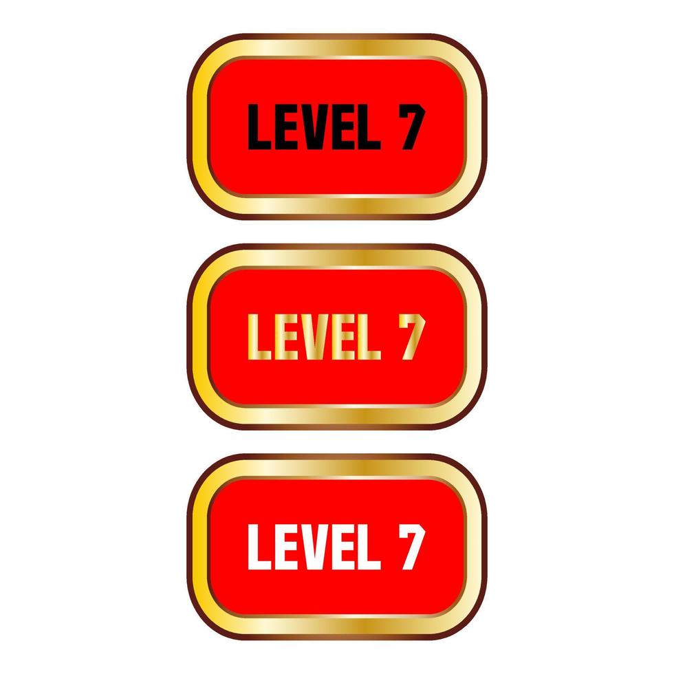 segno di livello 7 in colore rosso isolato su sfondo bianco vettore