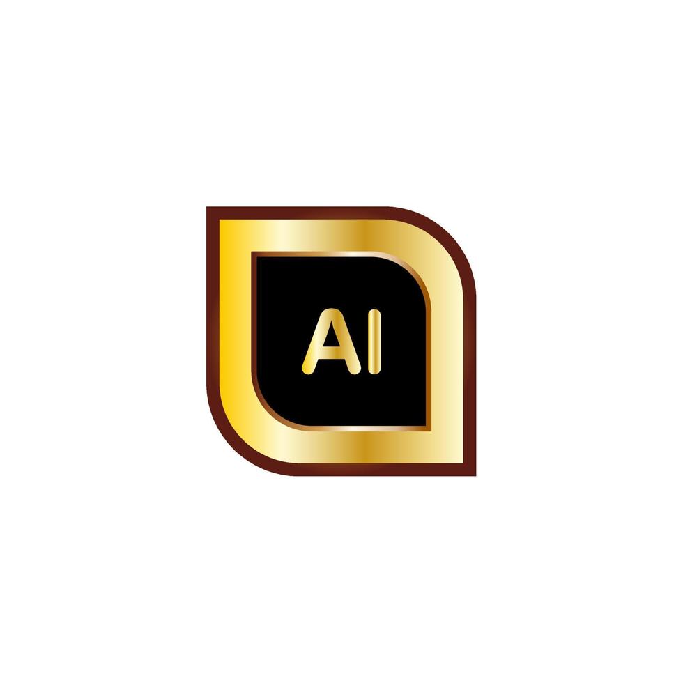 design del logo del cerchio della lettera ai con colore oro vettore