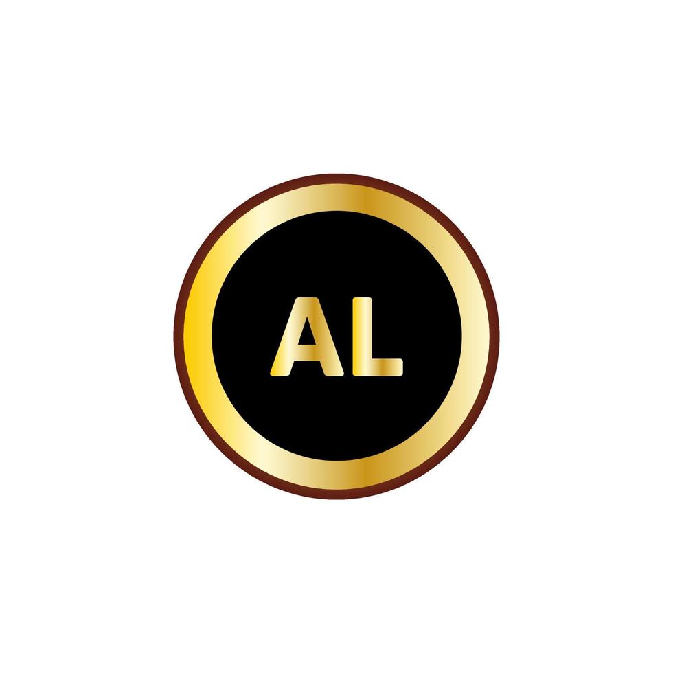 al lettera cerchio logo design con colore oro vettore