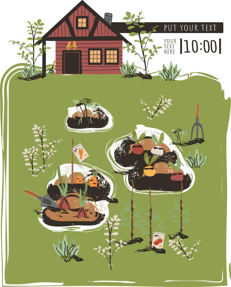 agricoltura e fattoria, manifesti di giardinaggio. illustrazione vettoriale per la progettazione di poster
