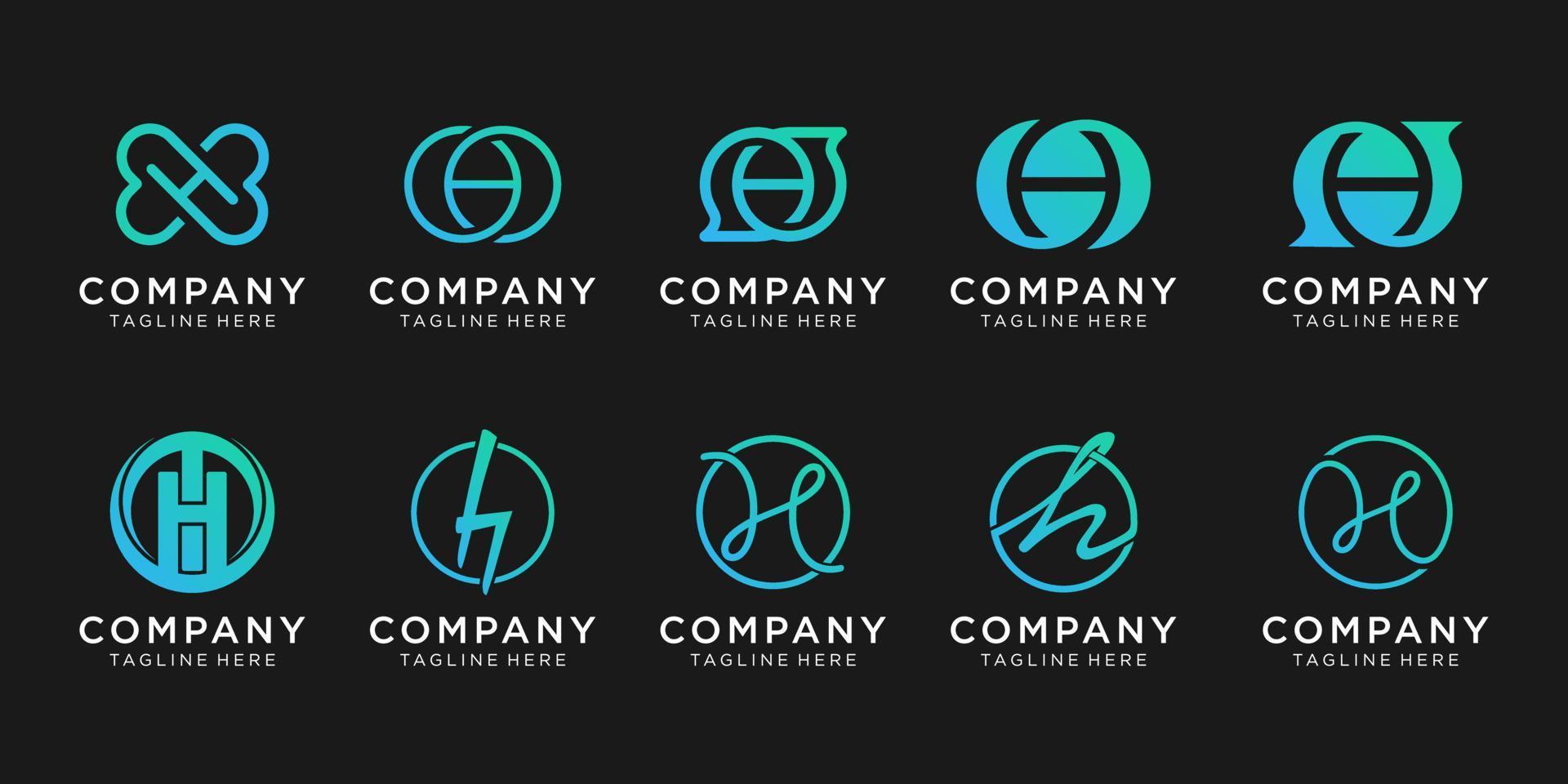 set di logo iniziale della lettera h di raccolta con il concetto di chat. vettore