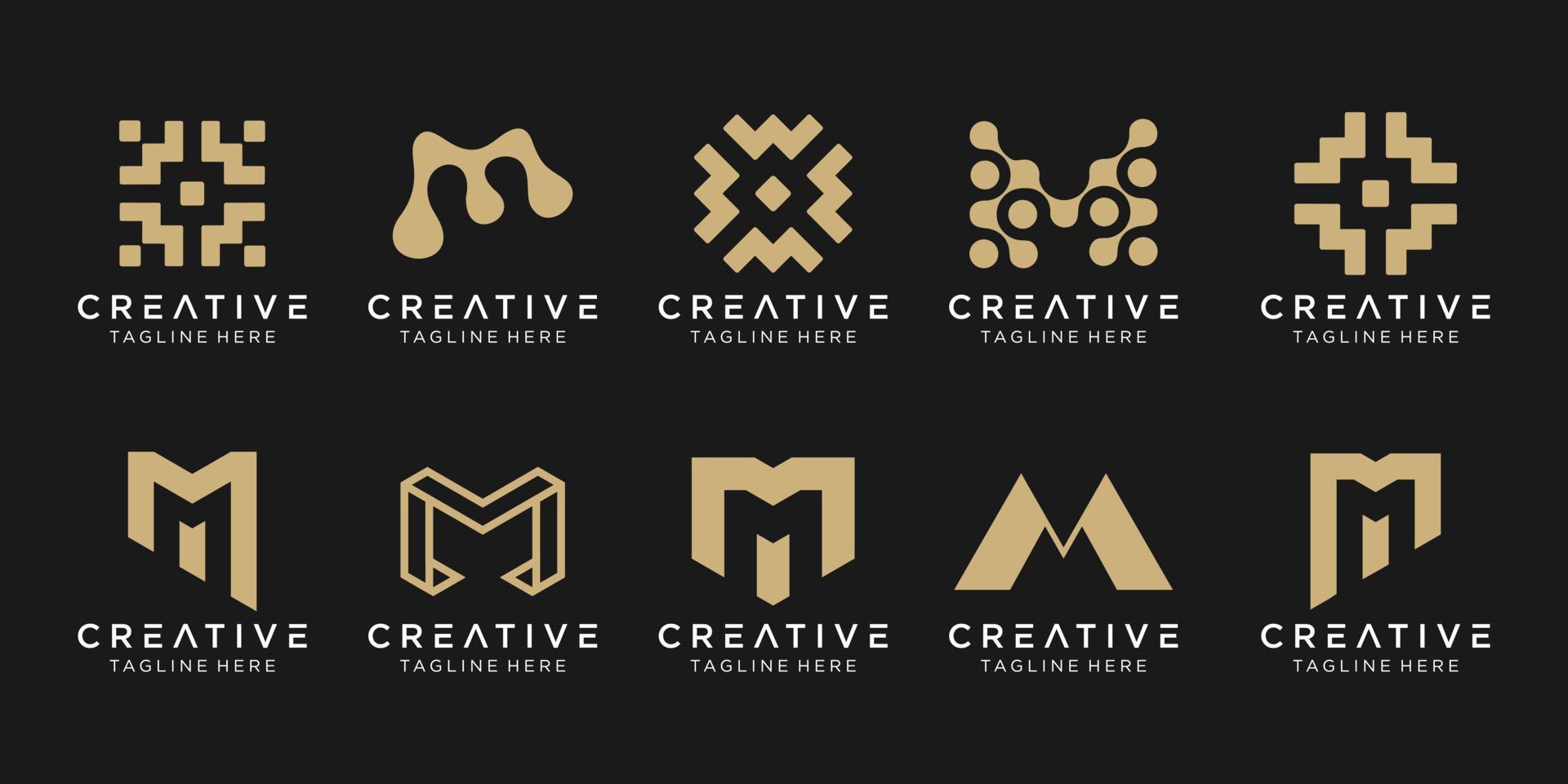 set di modello di logo astratto lettera m monogramma. icone per il business della moda, digitale, tecnologia, semplice. vettore