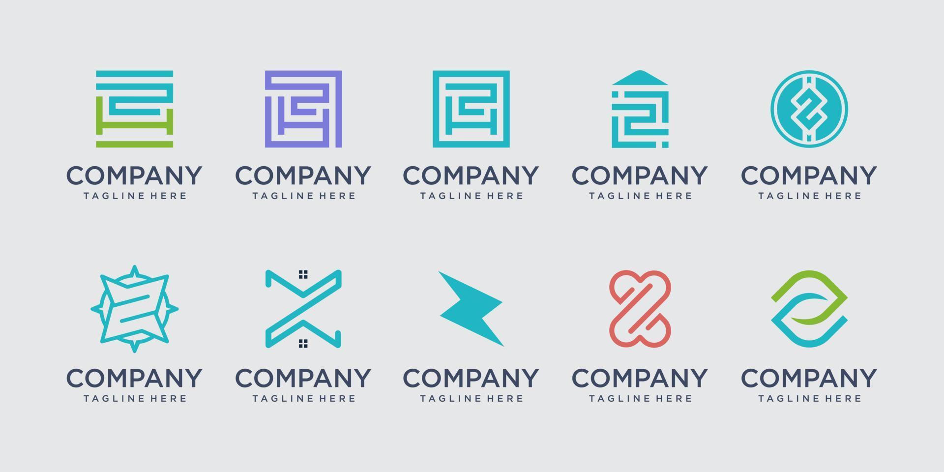 set di modello di progettazione del logo della lettera iniziale z della raccolta. icone per affari di moda, edilizia, tecnologia. vettore