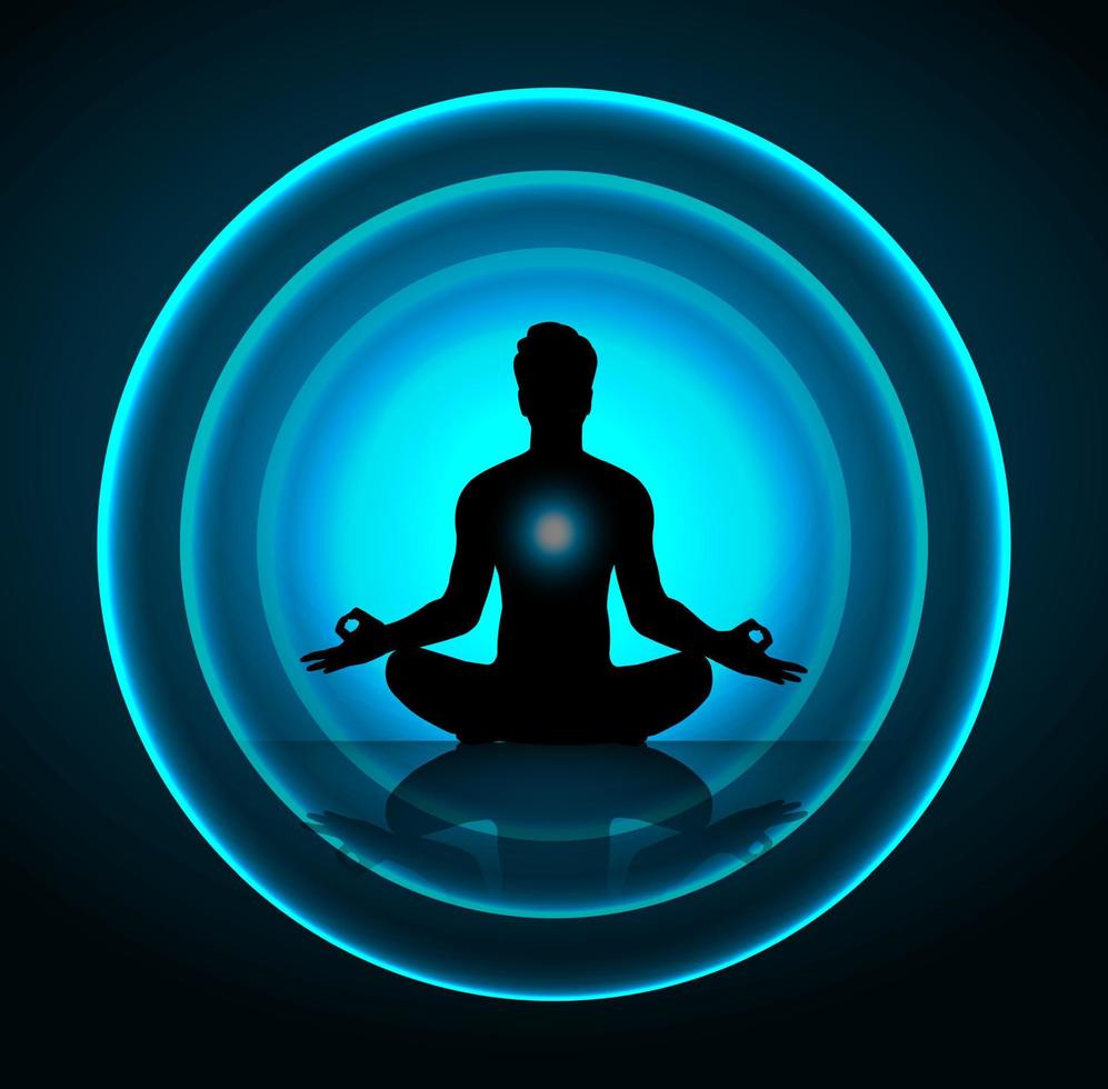 yoga di meditazione con silhouette umana vettore