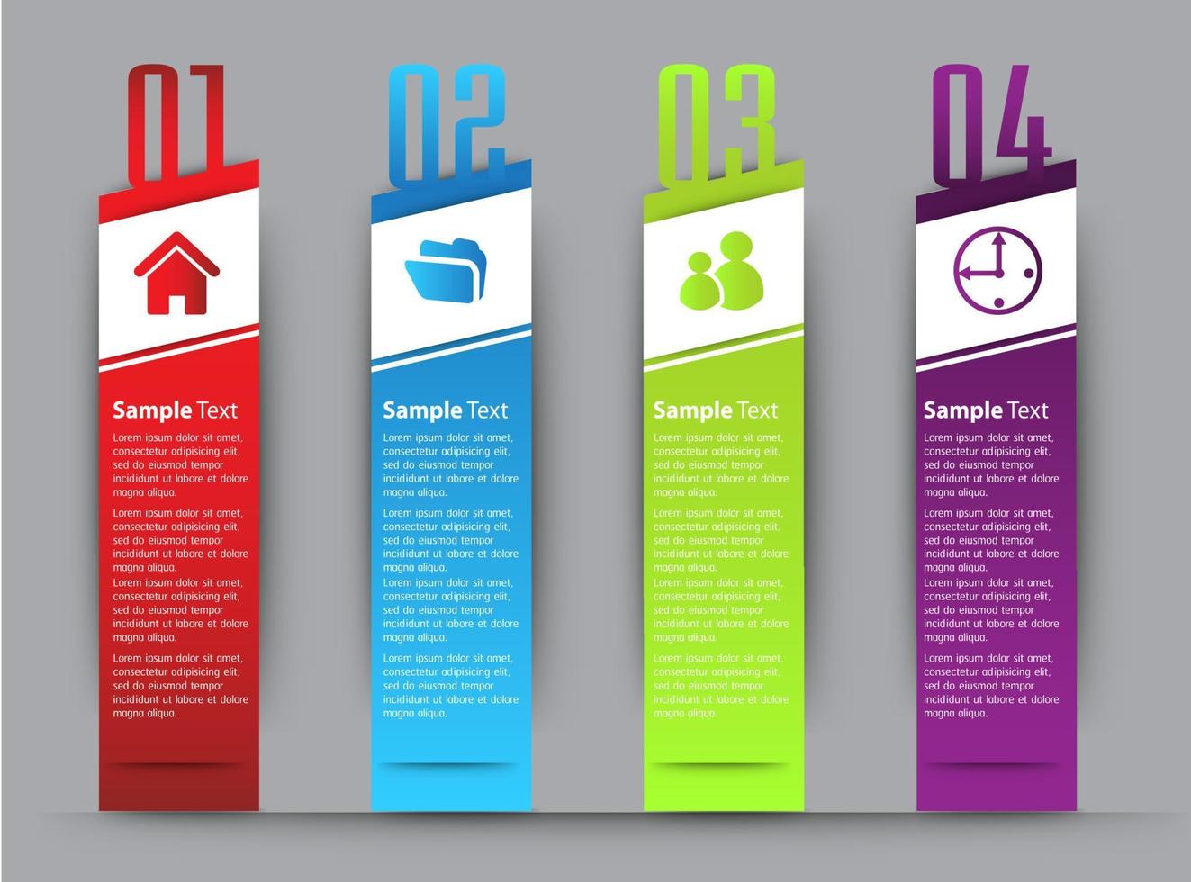 infografica colorata in 4 fasi vettore