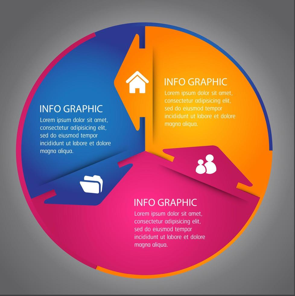 infografica colorata in 3 fasi vettore