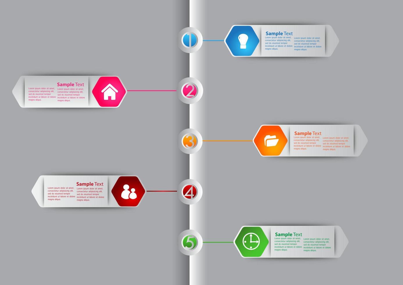 infografica colorata in 5 fasi vettore