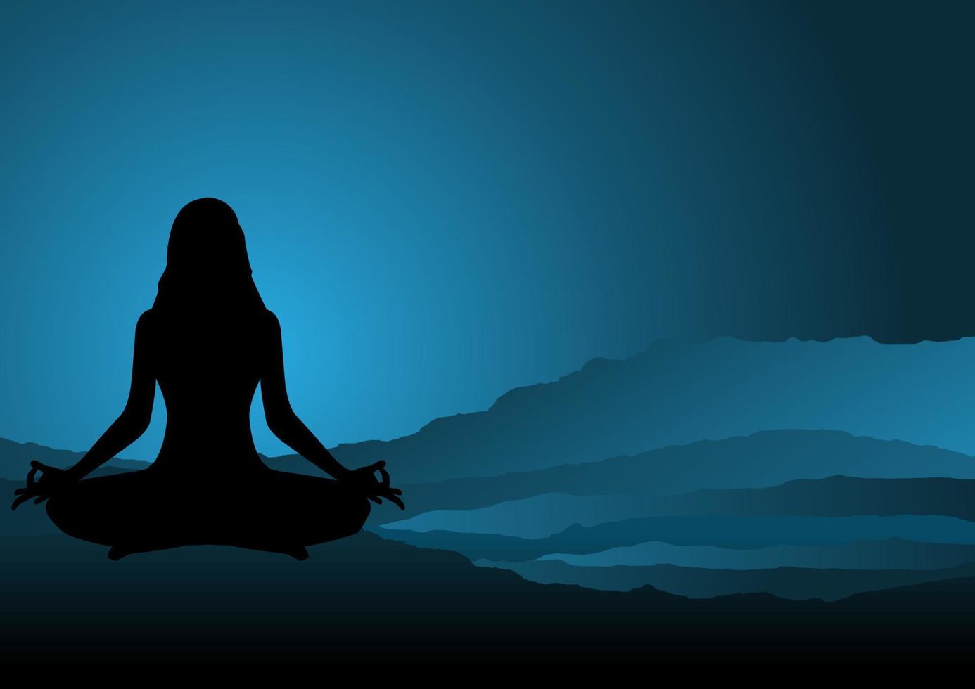 yoga di meditazione con silhouette umana vettore