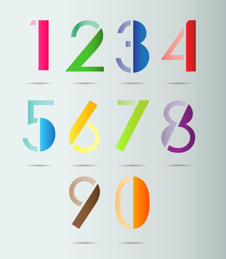 set di numeri colorati vettore