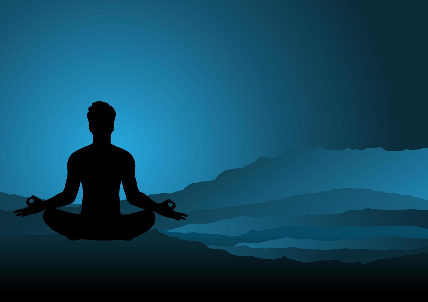 yoga di meditazione con silhouette umana vettore