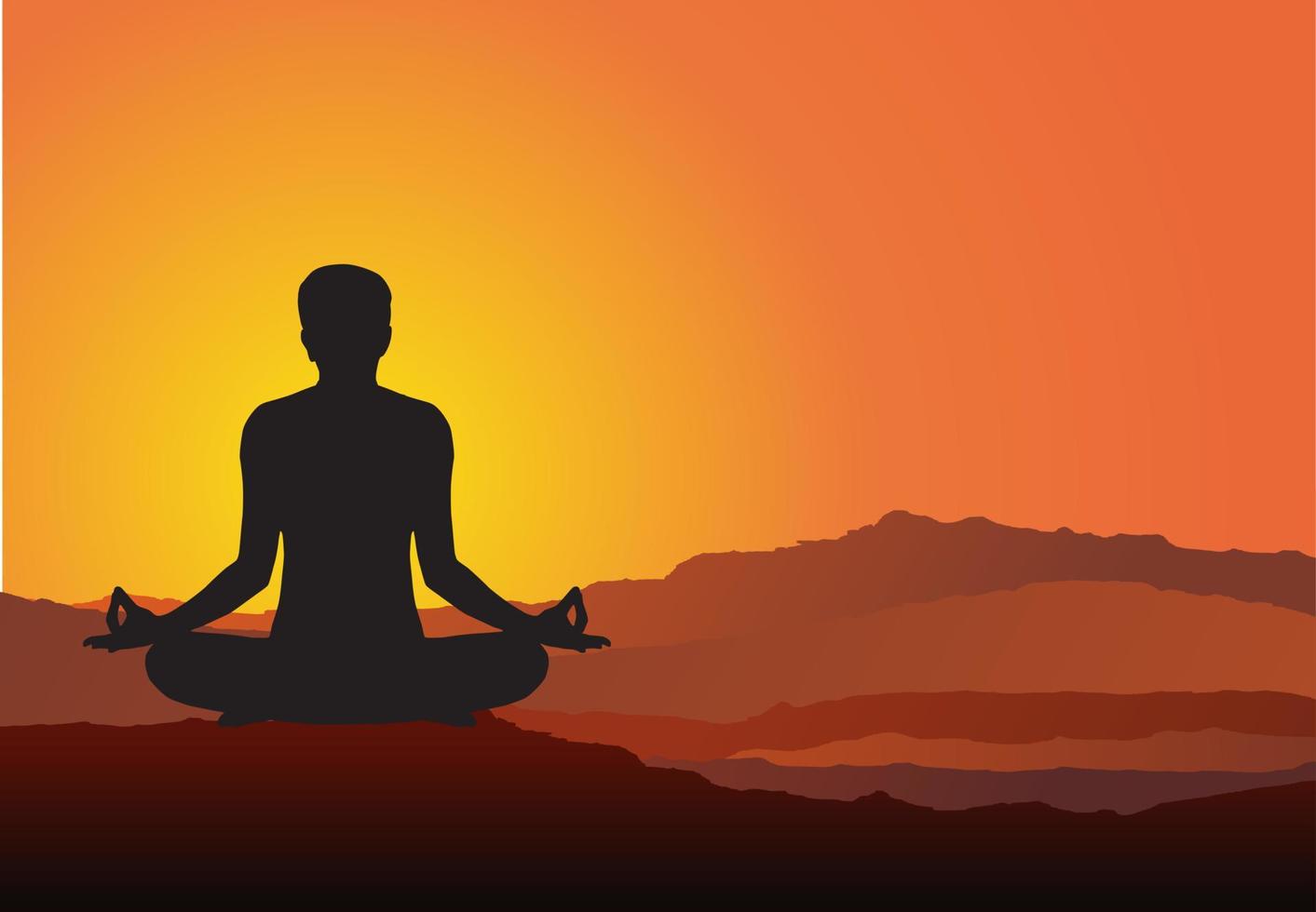 yoga di meditazione con silhouette umana vettore