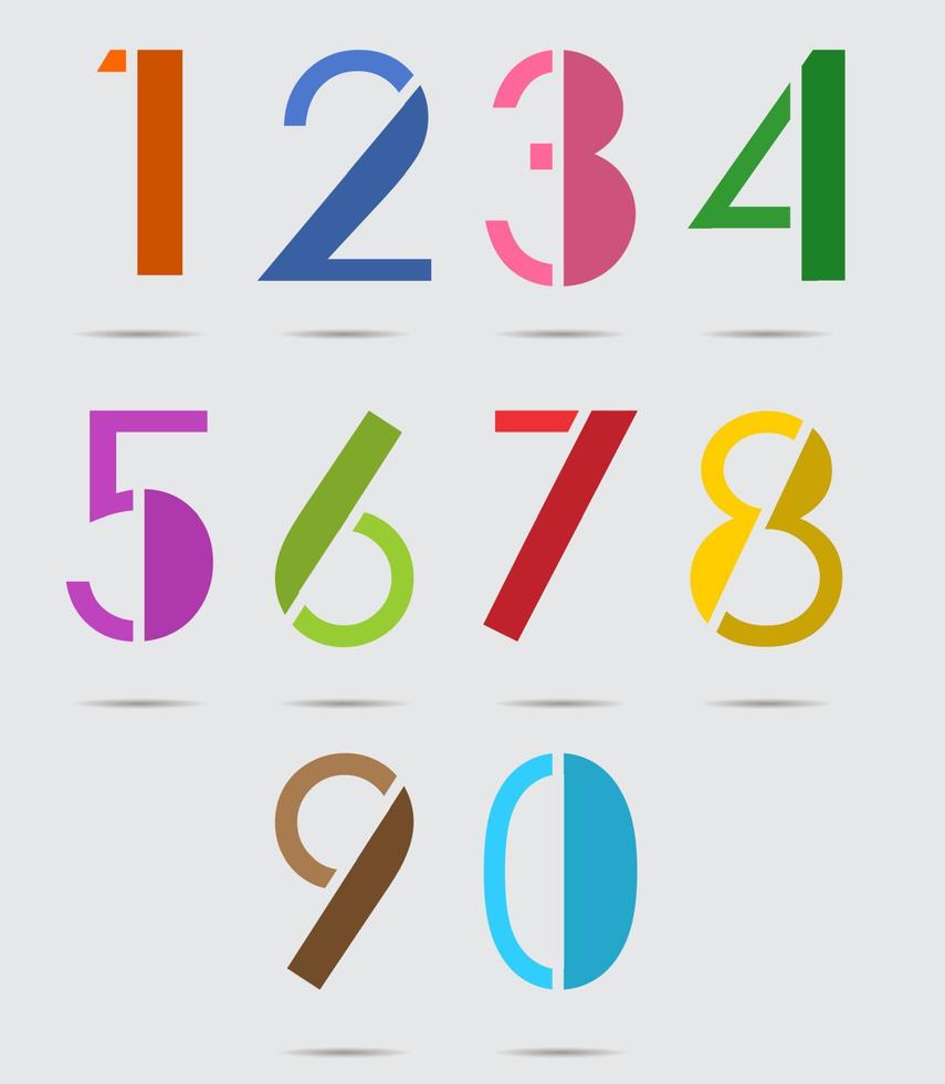 set di numeri colorati vettore