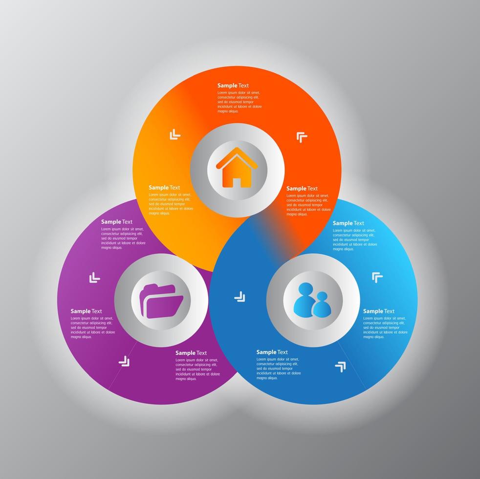 infografica colorata in 3 fasi vettore