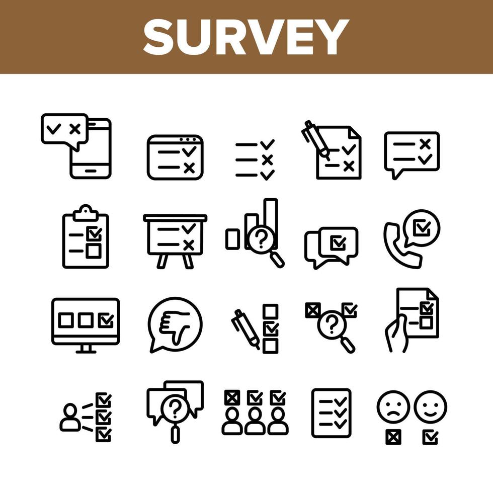 set di icone vettoriali di elementi di raccolta di valutazione del sondaggio