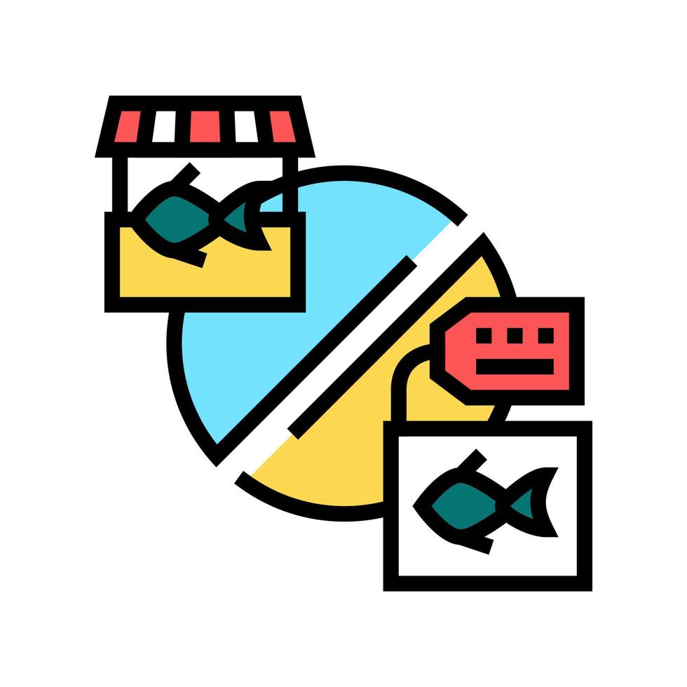 illustrazione vettoriale dell'icona del colore del mercato del tonno