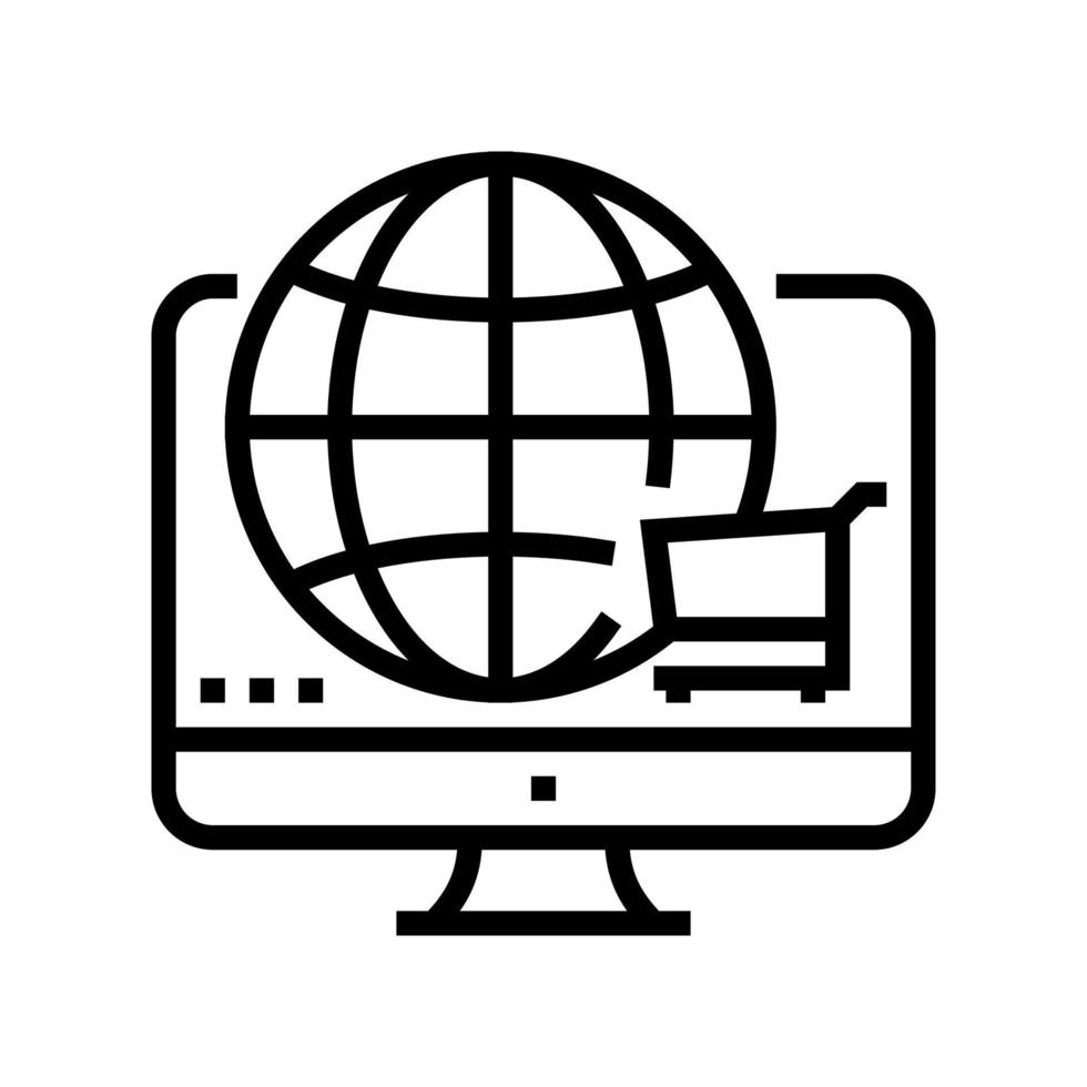 illustrazione vettoriale dell'icona della linea di acquisto in tutto il mondo