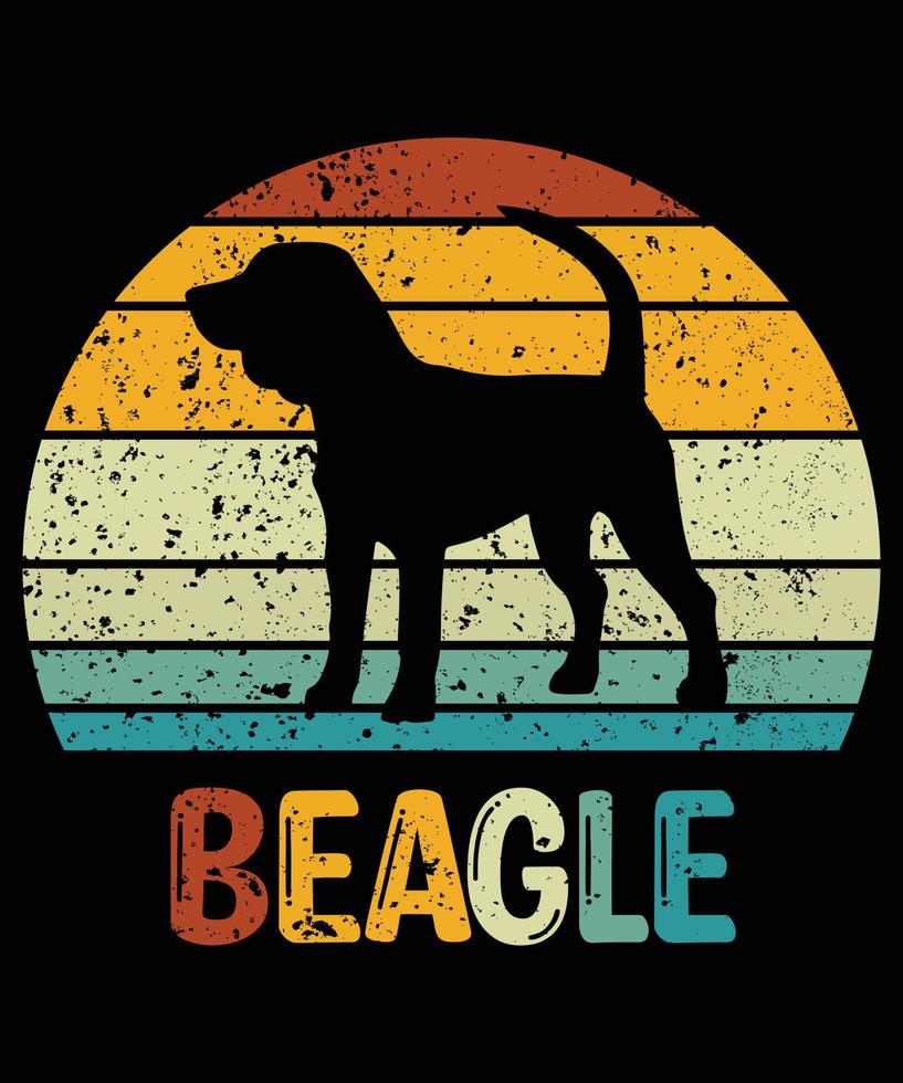 divertente beagle vintage retrò tramonto silhouette regali amante del cane proprietario del cane t-shirt essenziale vettore