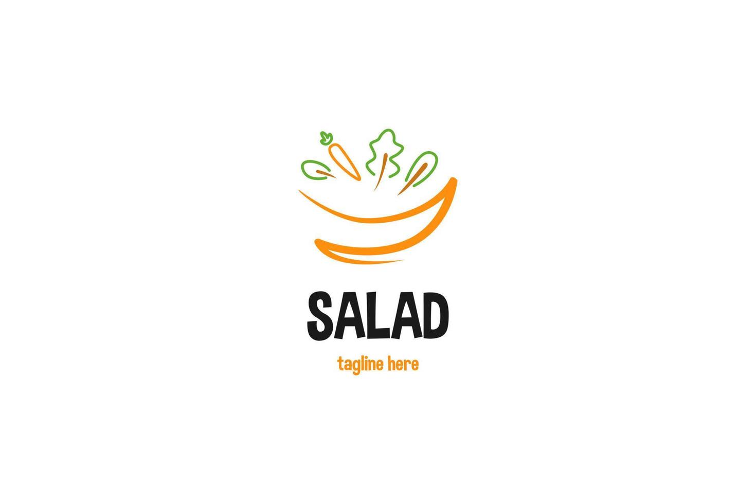 idea di illustrazione vettoriale di design del logo di insalata organica fresca piatta