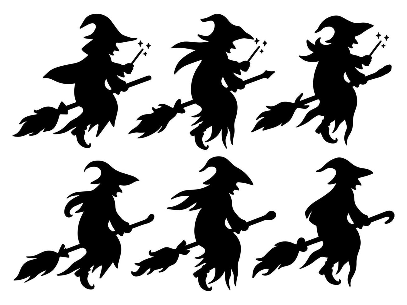 illustrazione della siluetta della strega di halloween vettore