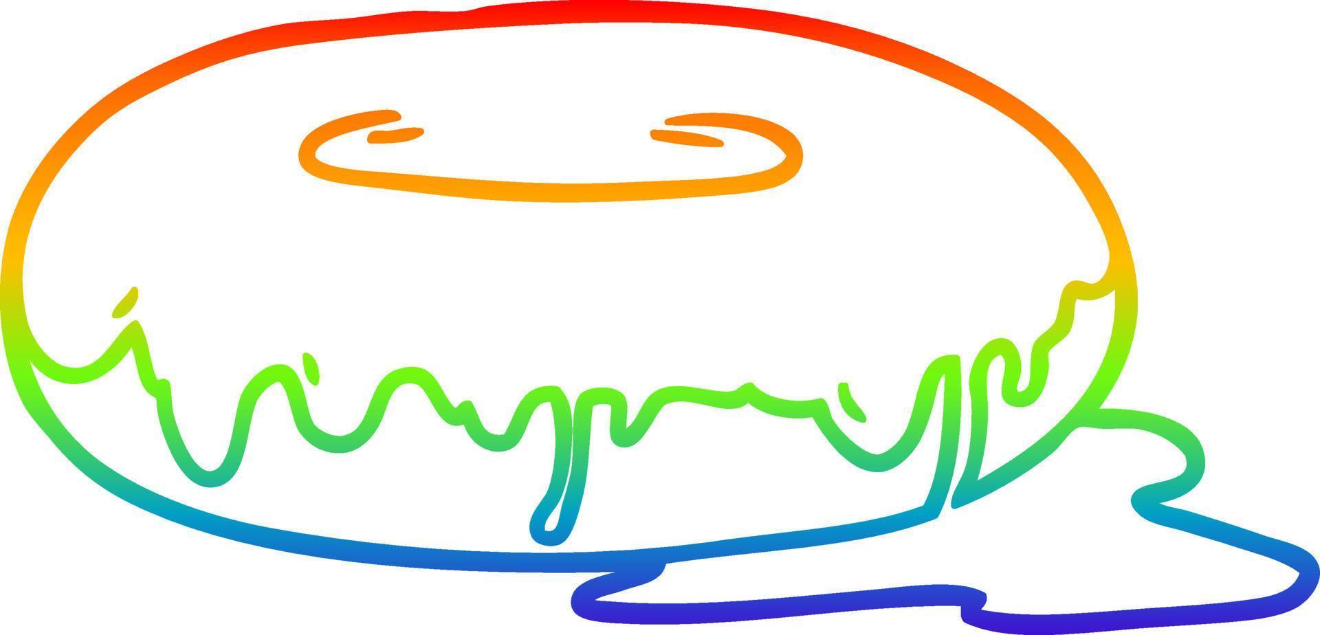 ciambella del fumetto di disegno a tratteggio sfumato arcobaleno vettore
