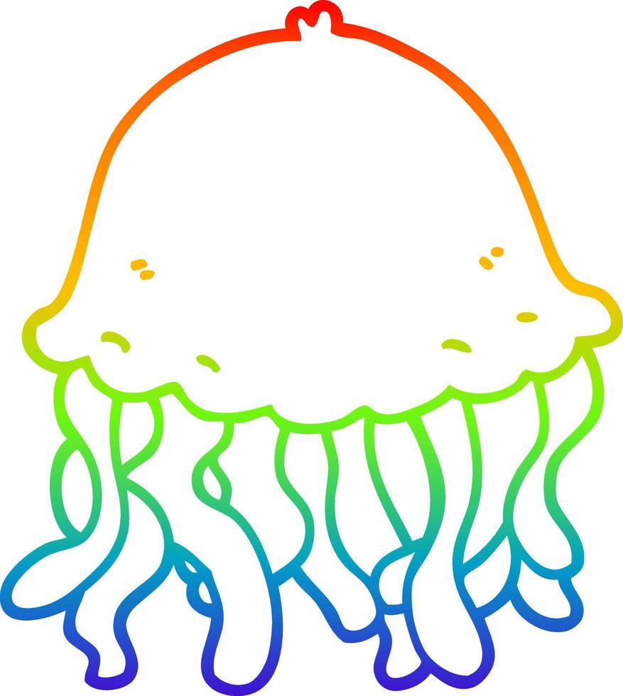 meduse del fumetto di disegno a tratteggio sfumato arcobaleno vettore