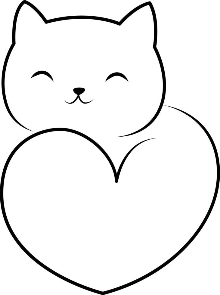 simpatico gatto disegno doodle line art vettore