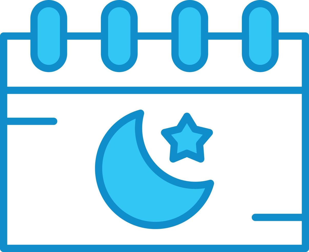 linea del calendario islamico riempita di blu vettore