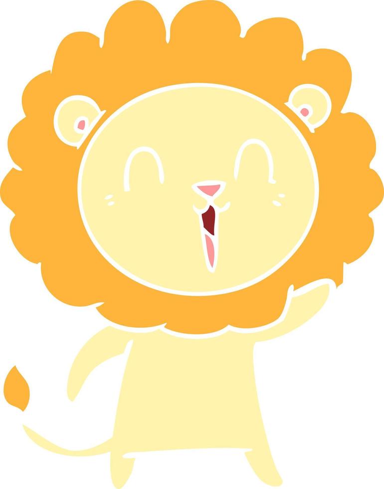 cartone animato in stile piatto a colori leone che ride vettore