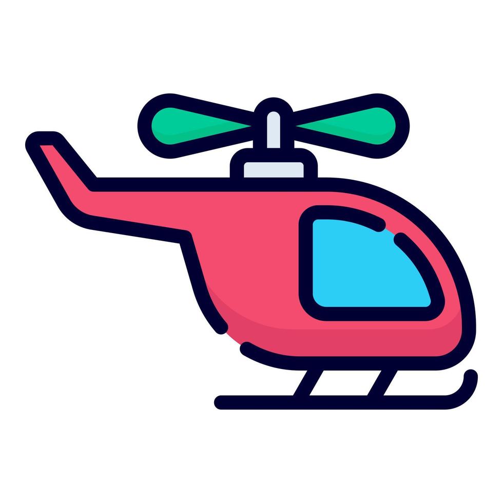 icona vettore elicottero. stile contorno colorato per web e dispositivi mobili.