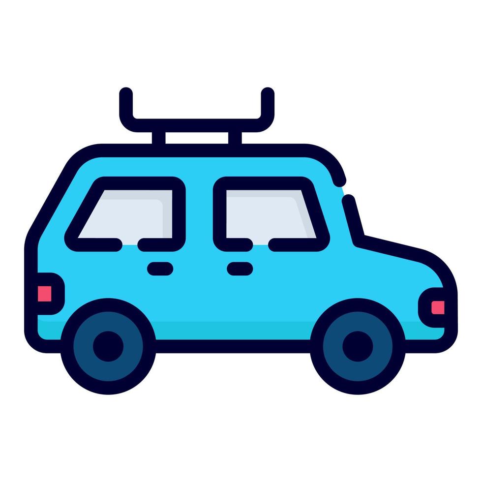 icona di vettore di auto da campeggio. stile contorno colorato per web e dispositivi mobili.