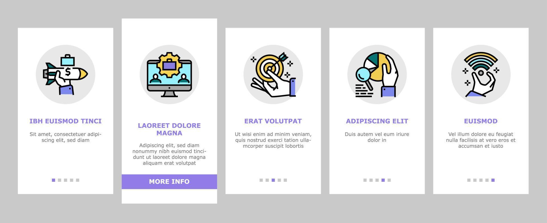 icone di onboarding dell'incubatore di affari impostano il vettore