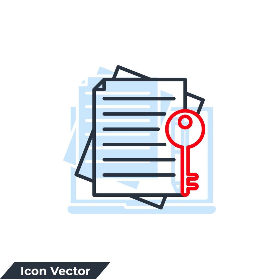 illustrazione vettoriale del logo dell'icona della parola chiave. modello di simbolo chiave e documento per la raccolta di grafica e web design