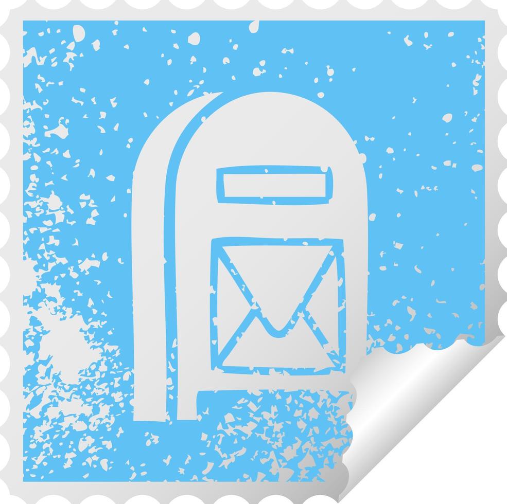 casella postale simbolo adesivo peeling quadrato in difficoltà vettore