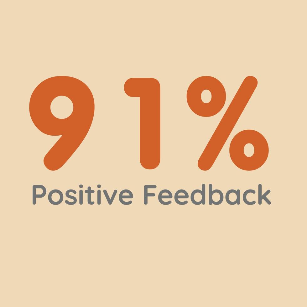 91 percentuale di feedback positivo segno etichetta illustrazione grafica vettoriale