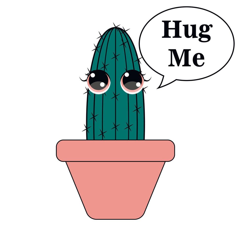 carino cartone animato cactus con faccia buffa vettore