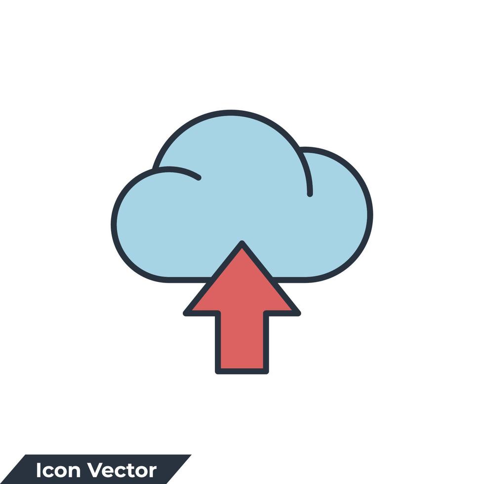 Carica icona logo illustrazione vettoriale. modello di simbolo di caricamento nuvola e freccia per la raccolta di grafica e web design vettore