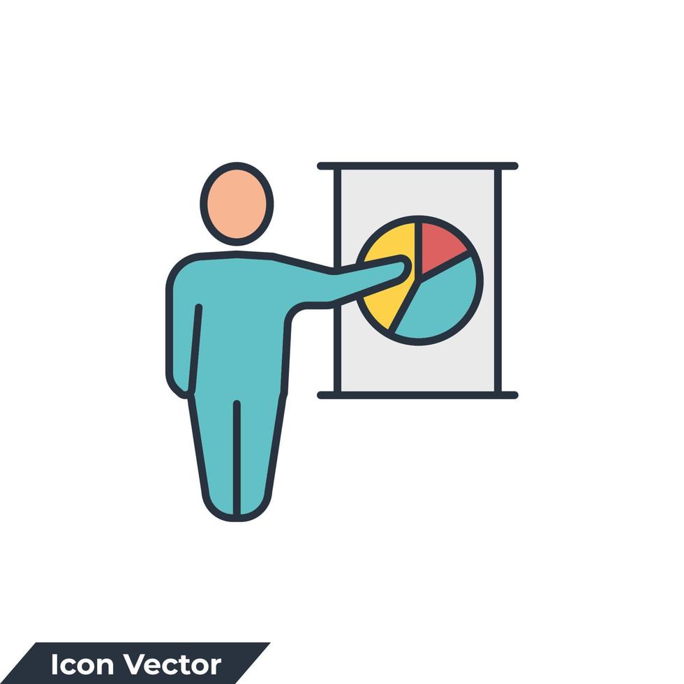 illustrazione vettoriale del logo dell'icona di presentazione. modello di simbolo di formazione per la raccolta di grafica e web design