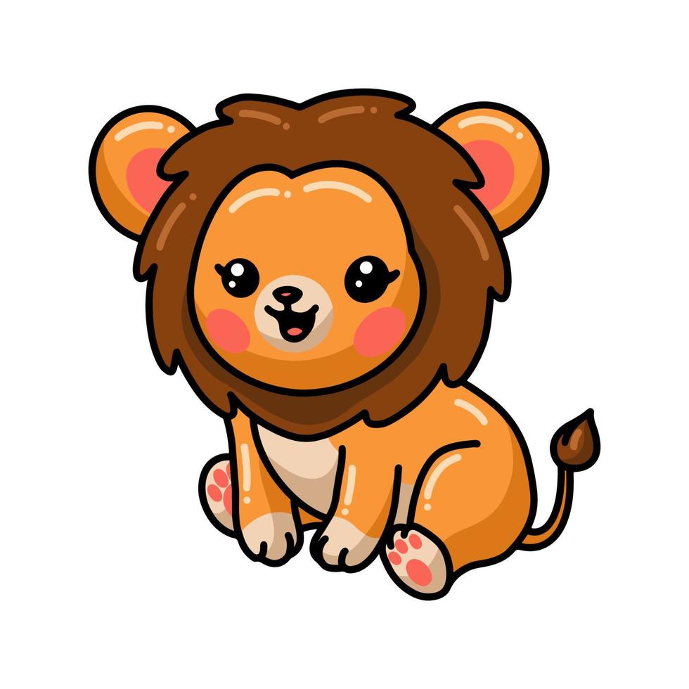 cartone animato carino piccolo leone seduto vettore