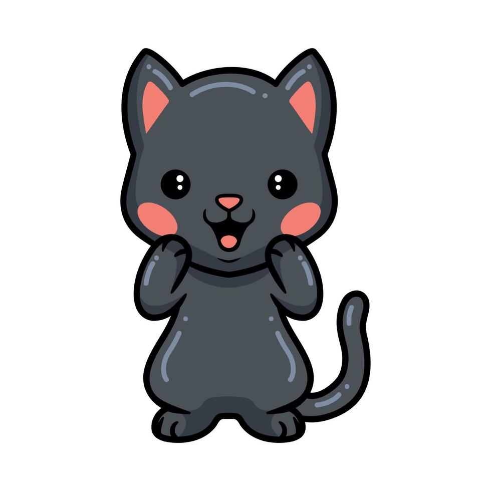 simpatico cartone animato gatto nero felice vettore